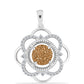 Pendente de Prata com Drusa Dourada e Topázio Branco  Contraste: Cabeca de Veado (800)