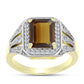 Anel de Prata com Banho de Ouro com Quartzo Cognac e Topázio Branco  Contraste: Cabeca de Veado (800)