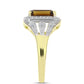 Anel de Prata com Banho de Ouro com Quartzo Cognac e Topázio Branco  Contraste: Cabeca de Veado (800)