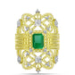 Anel de Prata com Banho de Ouro com Esmeralda do Brasil e Topázio Branco  Contraste: Cabeca de Veado (800)