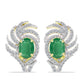 Brincos de Prata com Banho de Ouro com Esmeralda do Brasil e Topázio Branco