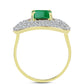 Anel de Prata com Banho de Ouro com Esmeralda do Brasil e Topázio Branco  Contraste: Cabeca de Veado (800)
