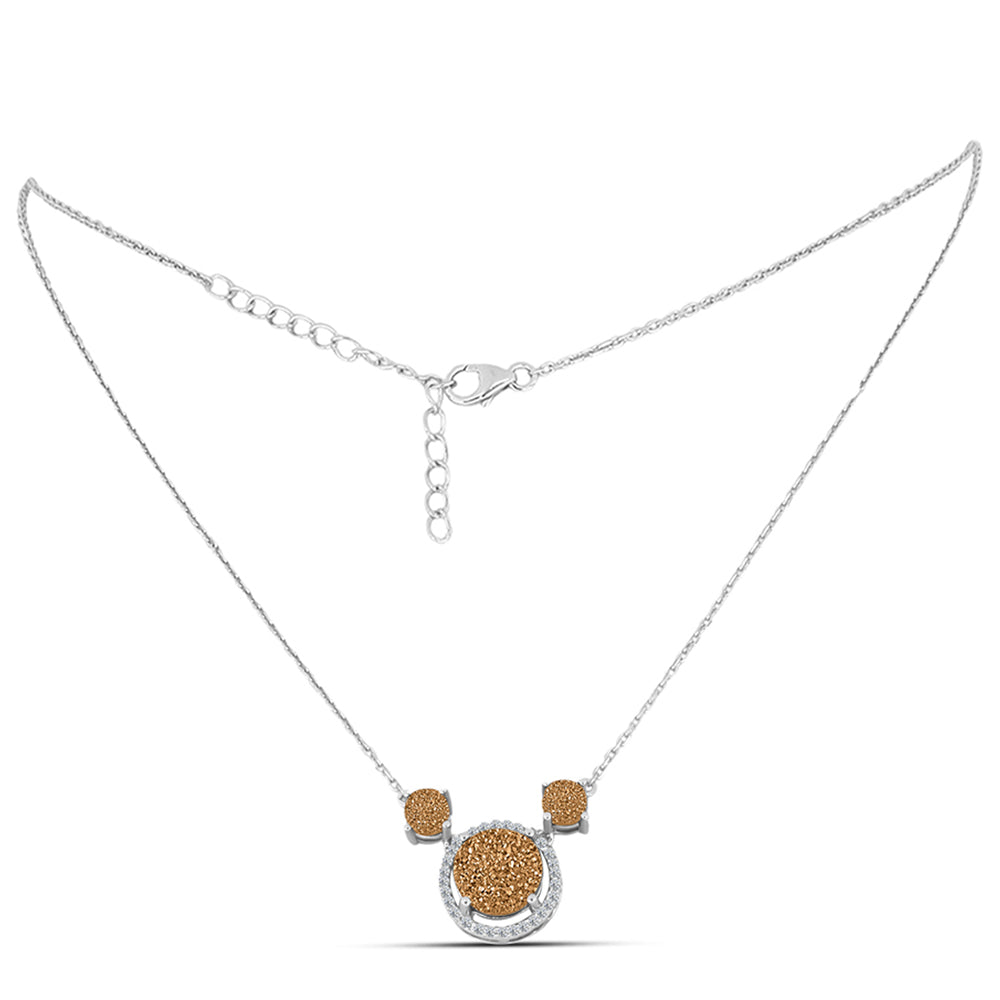 Colar de Prata com Drusa Dourada e Topázio Branco  Contraste: Cabeca de Veado (800) 1 