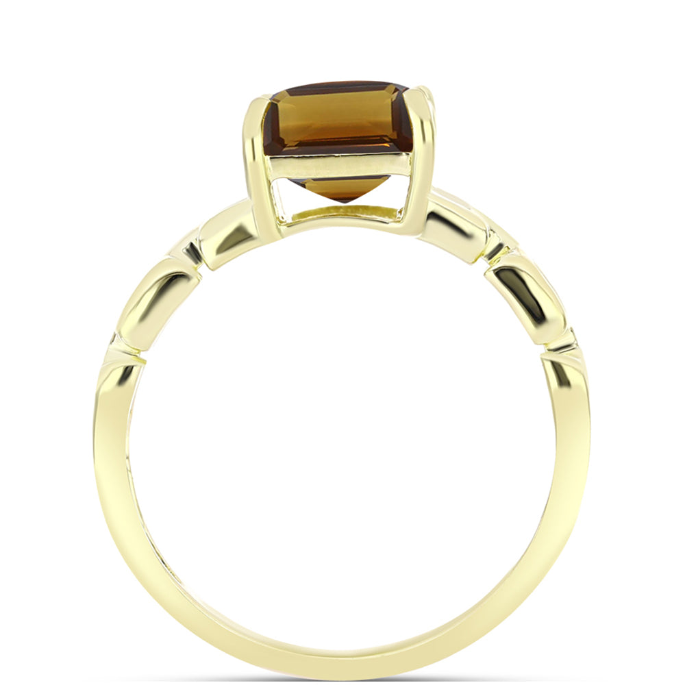 Anel de Prata com Banho de Ouro com Quartzo Cognac  Contraste: Cabeca de Veado (800) 2 