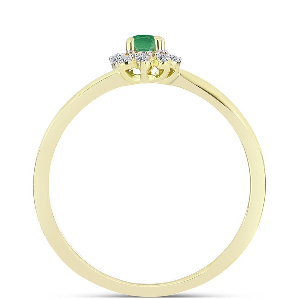 Anel de Prata com Banho de Ouro com Esmeralda do Brasil e Topázio Branco
