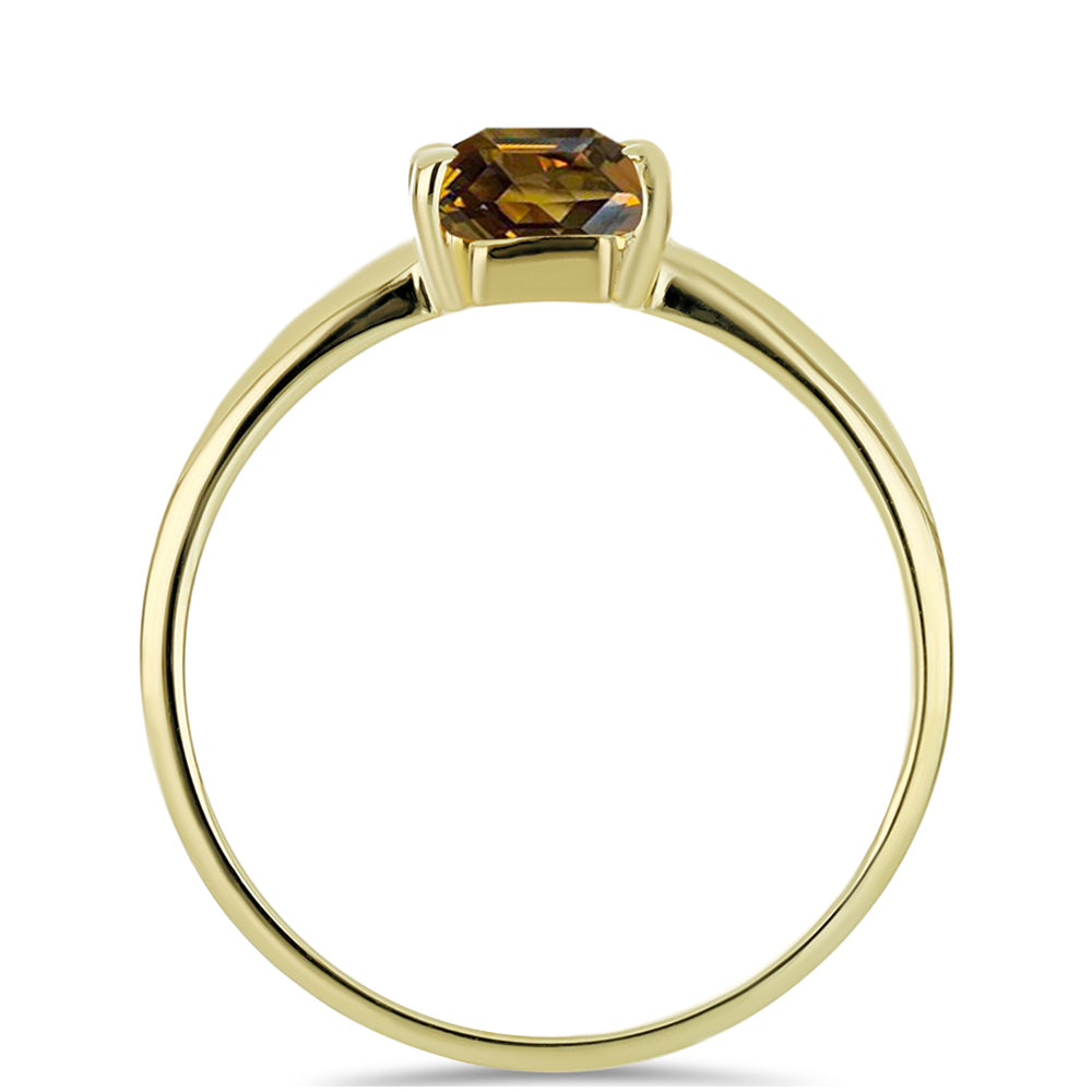 Anel de Prata com Banho de Ouro com Quartzo Cognac 2 