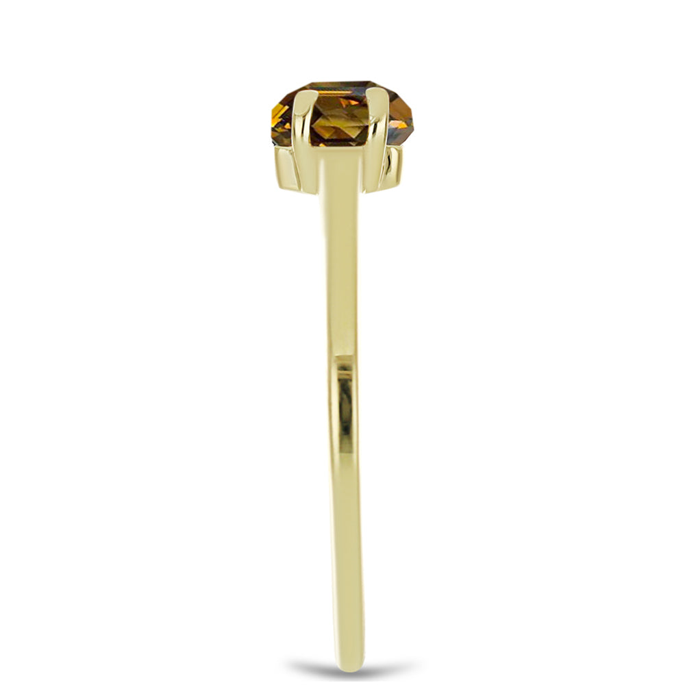 Anel de Prata com Banho de Ouro com Quartzo Cognac 4 