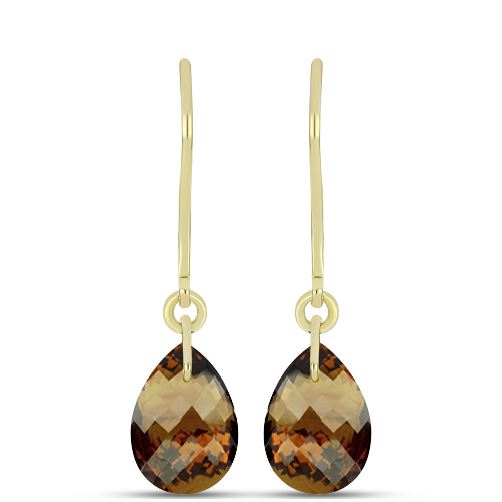 Brincos de Prata com Banho de Ouro com Quartzo Cognac 1 