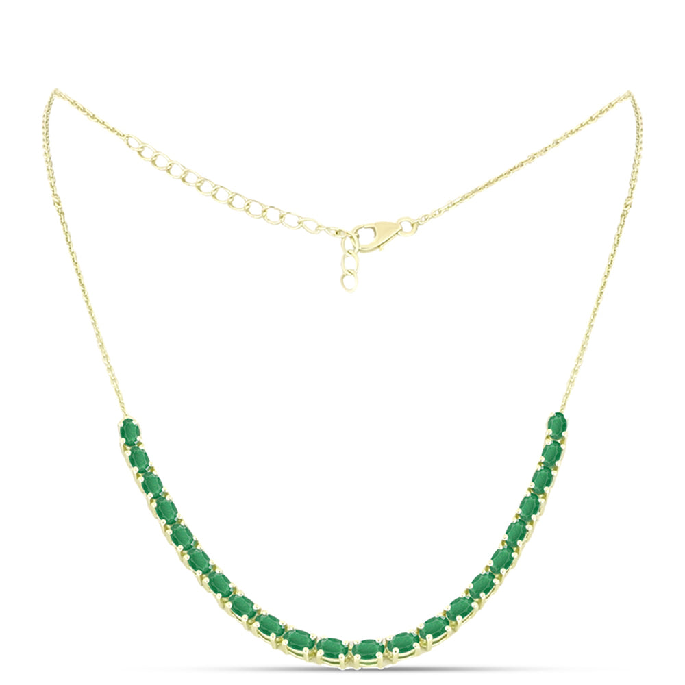 Colar de Prata com Banho de Ouro com Esmeralda do Brasil  Contraste: Cabeca de Veado (800) 1 