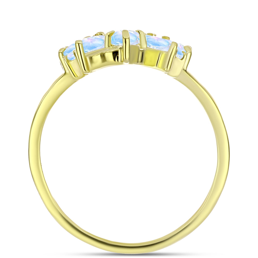 Anel de Prata com Banho de Ouro com Pedra da Lua Arco-íris  Contraste: Cabeca de Veado (800) 2 