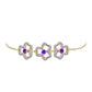 Pulseira de Prata com Banho de Ouro com Ágata Roxa e Topázio Branco  Contraste: Cabeca de Veado (800)