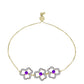 Pulseira de Prata com Banho de Ouro com Ágata Roxa e Topázio Branco  Contraste: Cabeca de Veado (800)