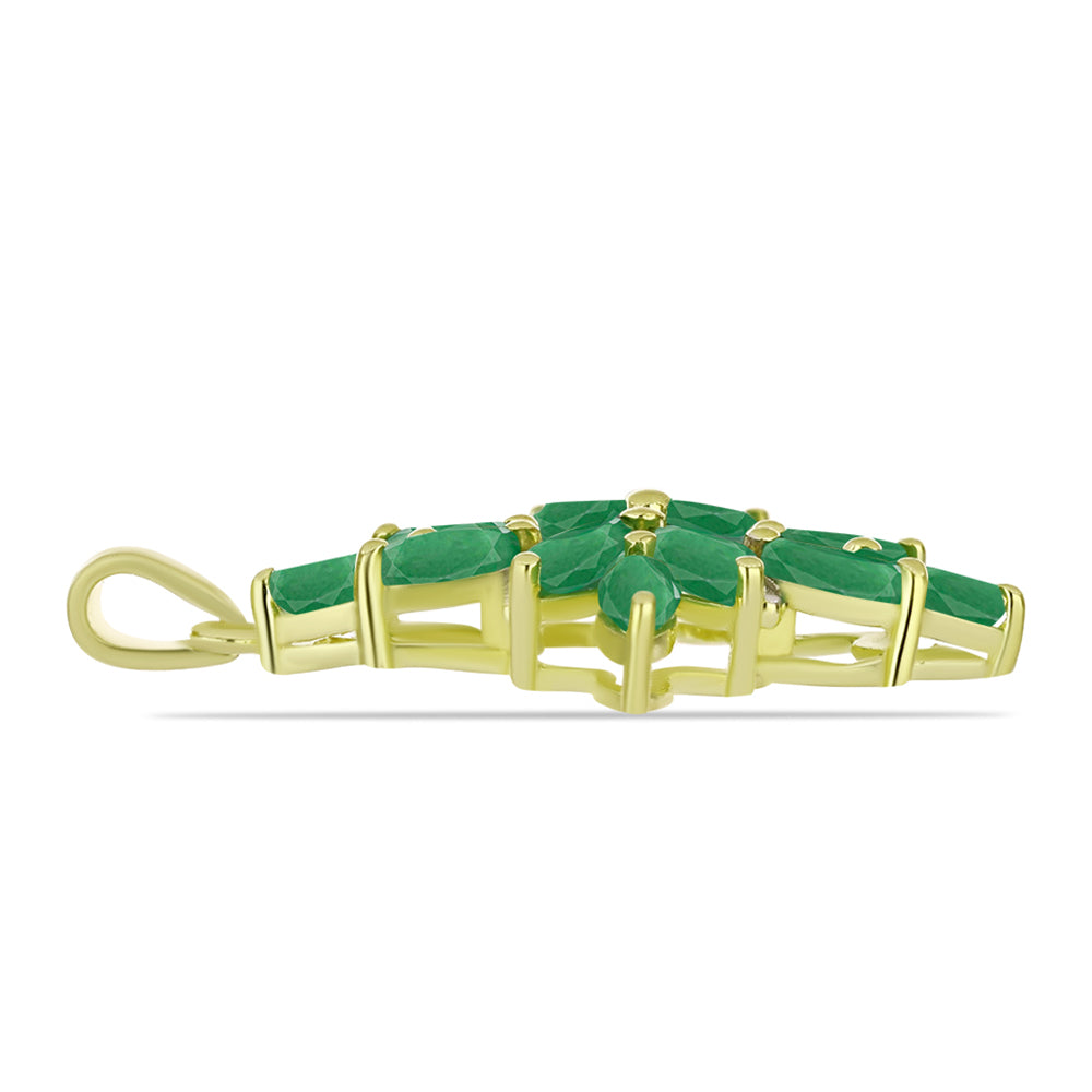 Pendente de Prata com Banho de Ouro com Esmeralda do Brasil e Topázio Branco