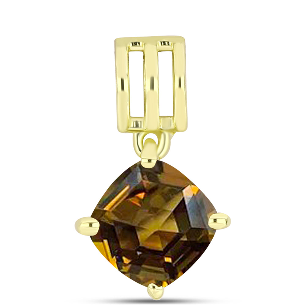 Pendente de Prata com Banho de Ouro com Quartzo Cognac 1 