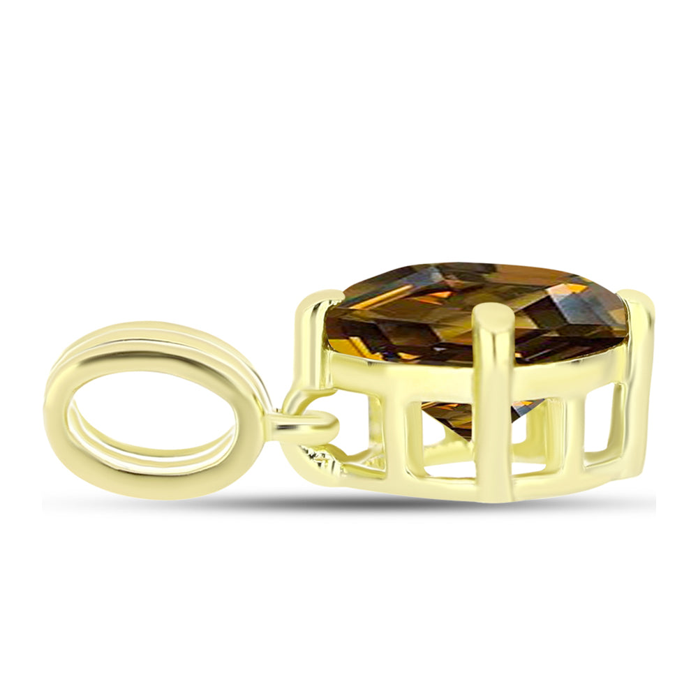 Pendente de Prata com Banho de Ouro com Quartzo Cognac 2 