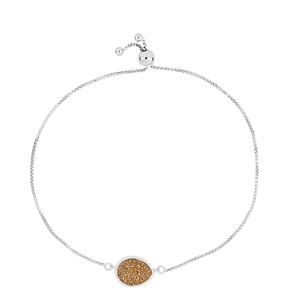 Pulseira de Prata com Drusa Dourada  Contraste: Cabeca de Veado (800) 1 
