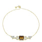 Pulseira de Prata com Banho de Ouro com Quartzo Cognac e Topázio Branco  Contraste: Cabeca de Veado (800)