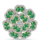 Anel de Prata com Banho de Ouro com Esmeralda do Brasil e Topázio Branco  Contraste: Cabeca de Veado (800)