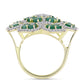 Anel de Prata com Banho de Ouro com Esmeralda do Brasil e Topázio Branco  Contraste: Cabeca de Veado (800)