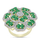 Anel de Prata com Banho de Ouro com Esmeralda do Brasil e Topázio Branco  Contraste: Cabeca de Veado (800)