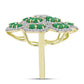 Anel de Prata com Banho de Ouro com Esmeralda do Brasil e Topázio Branco  Contraste: Cabeca de Veado (800)