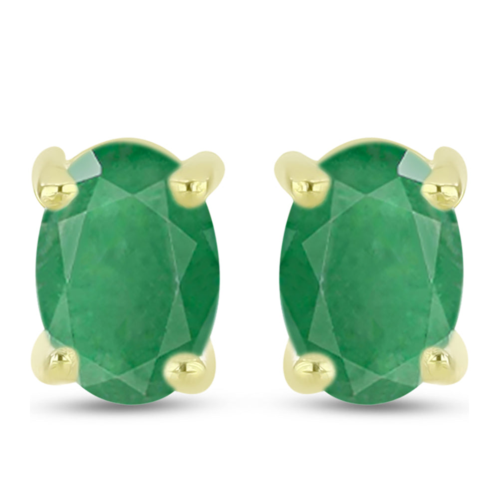 Brincos de Prata com Banho de Ouro com Esmeralda do Brasil