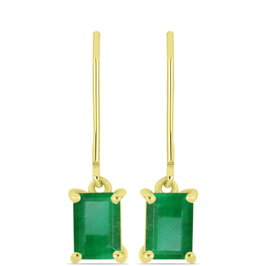 Brincos de Prata com Banho de Ouro com Esmeralda do Brasil