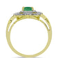 Anel de Prata com Banho de Ouro com Esmeralda do Brasil e Topázio Branco  Contraste: Cabeca de Veado (800)