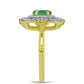 Anel de Prata com Banho de Ouro com Esmeralda do Brasil e Topázio Branco  Contraste: Cabeca de Veado (800)