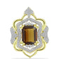 Pendente de Prata com Banho de Ouro com Quartzo Cognac e Topázio Branco  Contraste: Cabeca de Veado (800)