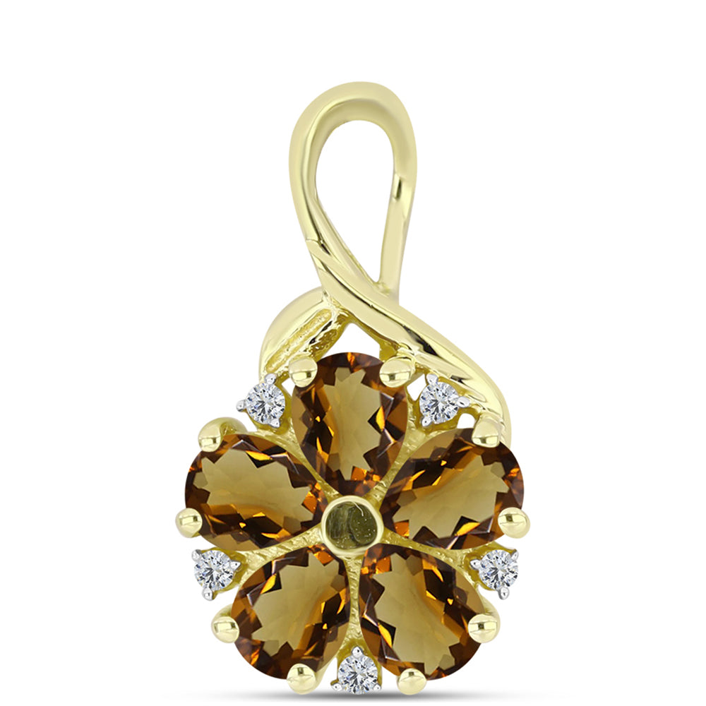 Pendente de Prata com Banho de Ouro com Quartzo Cognac e Topázio Branco 1 