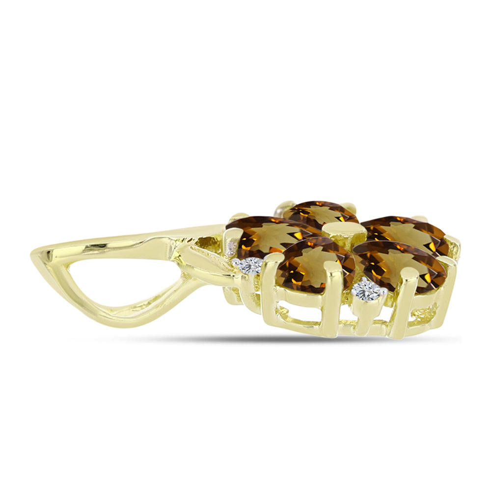 Pendente de Prata com Banho de Ouro com Quartzo Cognac e Topázio Branco 2 