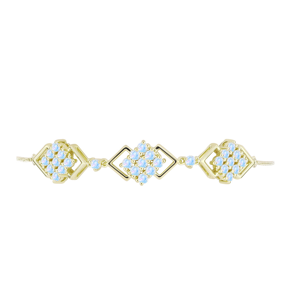 Pulseira de Prata com Banho de Ouro com Pedra da Lua Arco-íris  Contraste: Cabeca de Veado (800) 2 