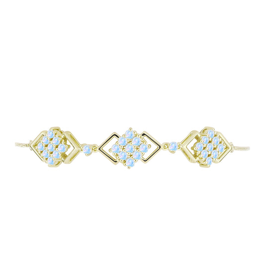 Pulseira de Prata com Banho de Ouro com Pedra da Lua Arco-íris  Contraste: Cabeca de Veado (800)