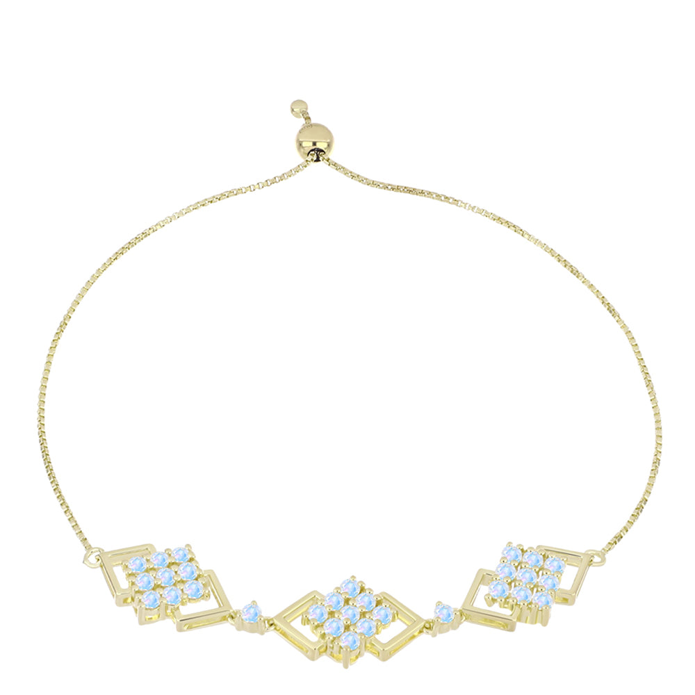 Pulseira de Prata com Banho de Ouro com Pedra da Lua Arco-íris  Contraste: Cabeca de Veado (800) 1 