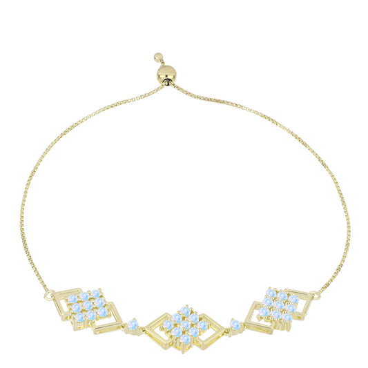 Pulseira de Prata com Banho de Ouro com Pedra da Lua Arco-íris  Contraste: Cabeca de Veado (800)