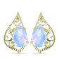 Brincos de Prata com Banho de Ouro com Pedra da Lua Arco-íris