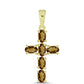 Cruz Pendente de Prata com Banho de Ouro com Quartzo Cognac