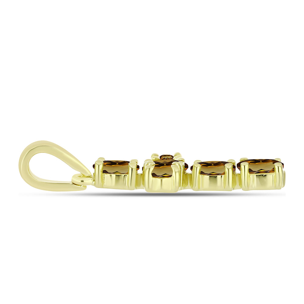 Cruz Pendente de Prata com Banho de Ouro com Quartzo Cognac 2 