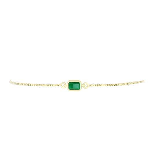 Pulseira de Prata com Banho de Ouro com Esmeralda do Brasil