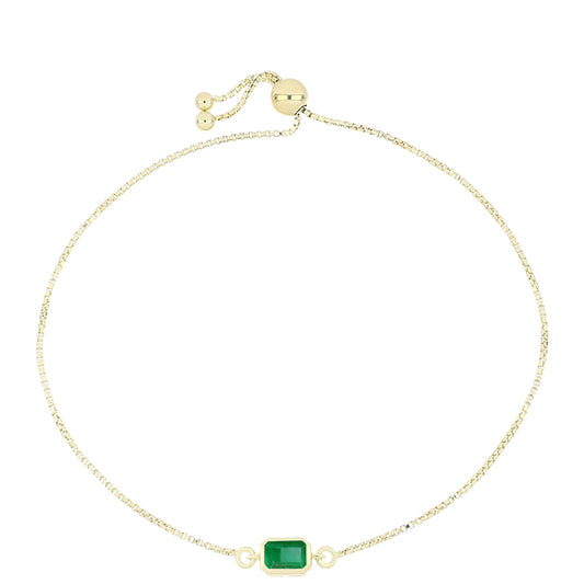 Pulseira de Prata com Banho de Ouro com Esmeralda do Brasil