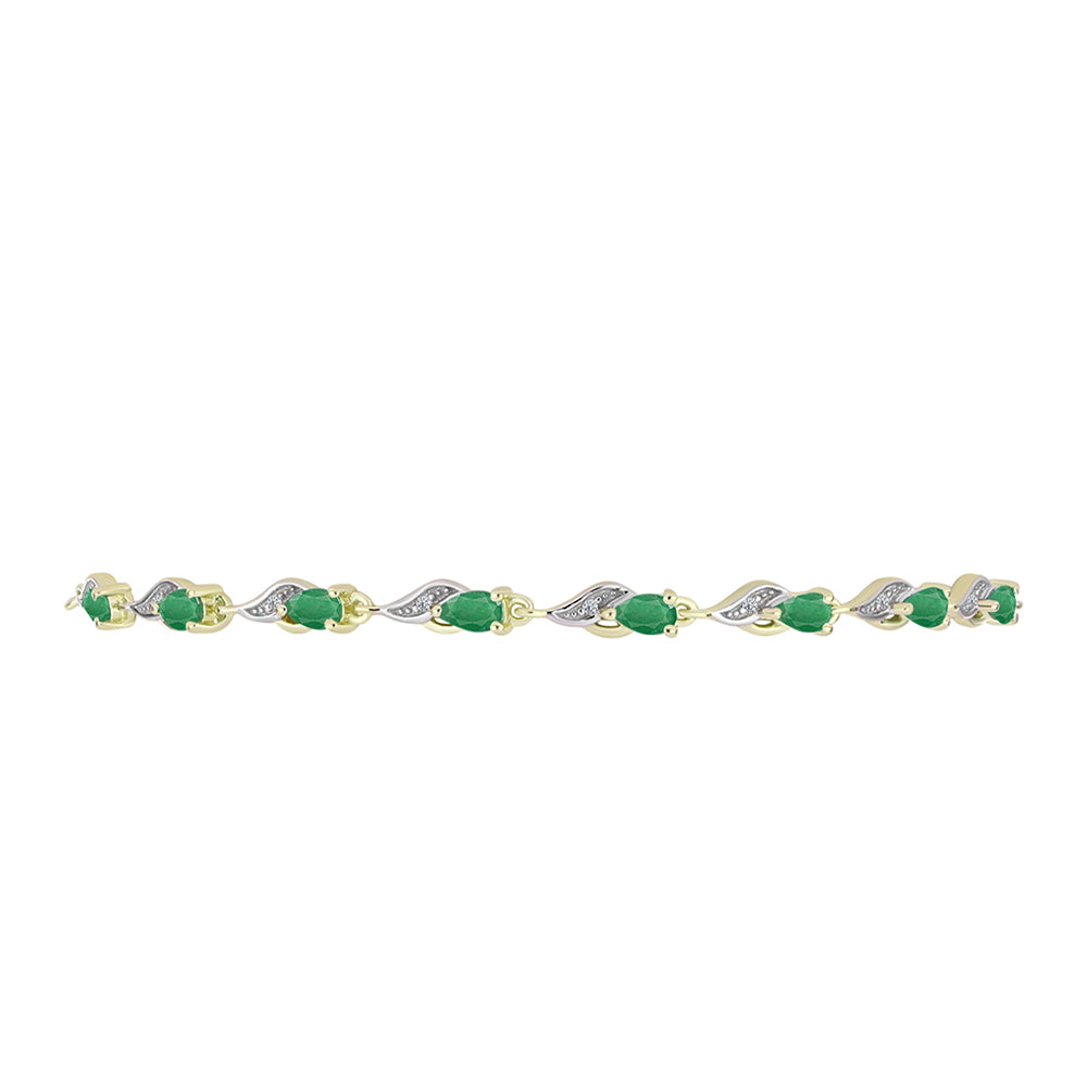 Pulseira de Prata com Banho de Ouro com Esmeralda do Brasil e Topázio Branco  Contraste: Cabeca de Veado (800) 2 