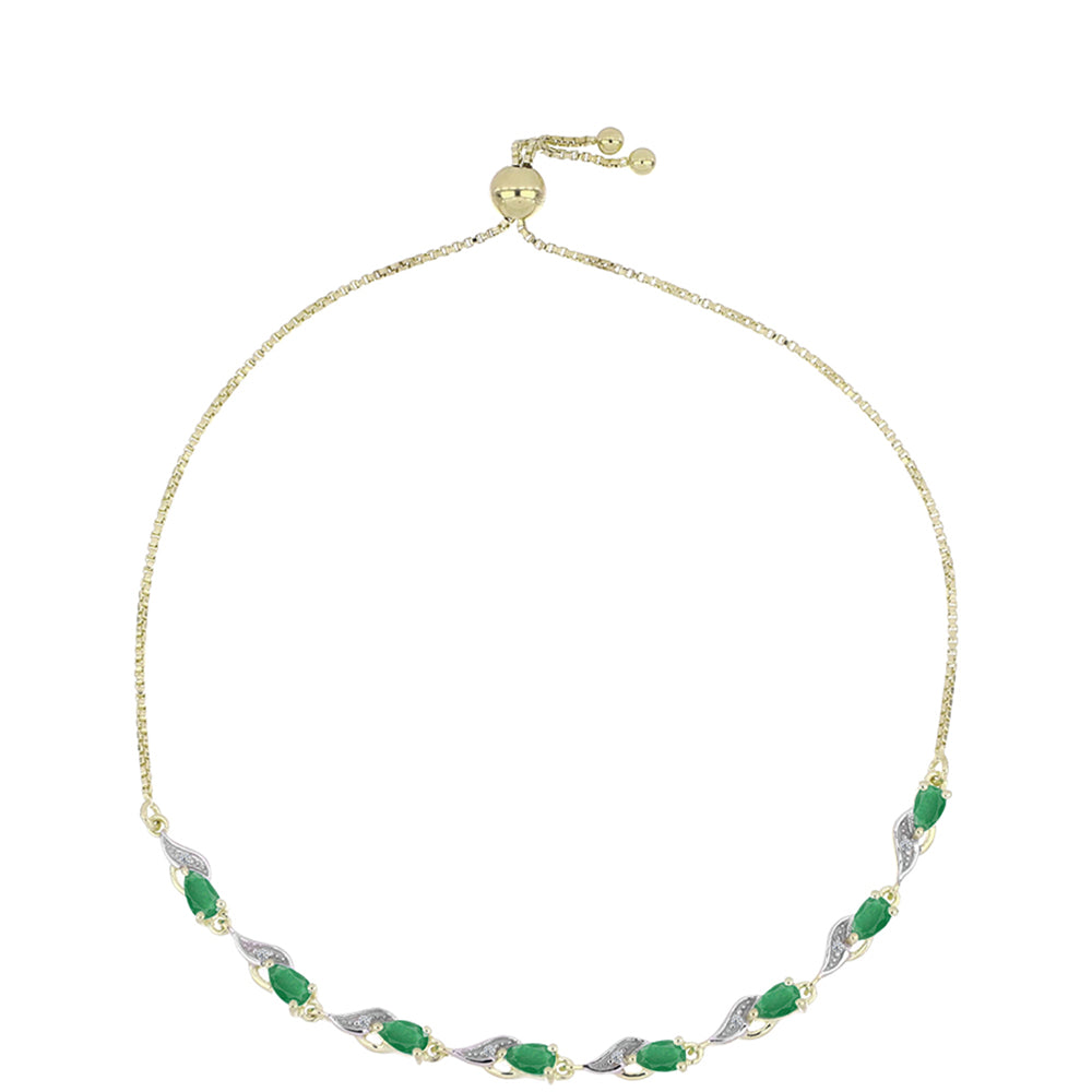 Pulseira de Prata com Banho de Ouro com Esmeralda do Brasil e Topázio Branco  Contraste: Cabeca de Veado (800) 1 