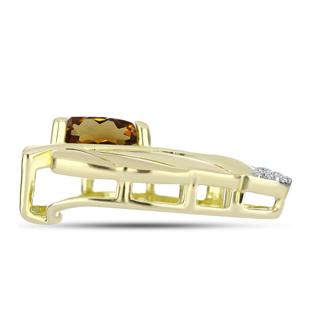 Pendente de Prata com Banho de Ouro com Quartzo Cognac e Topázio Branco