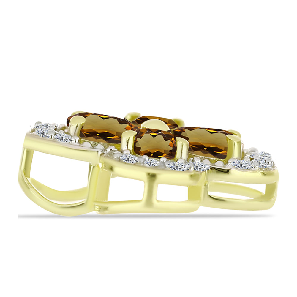 Pendente de Prata com Banho de Ouro com Quartzo Cognac e Topázio Branco