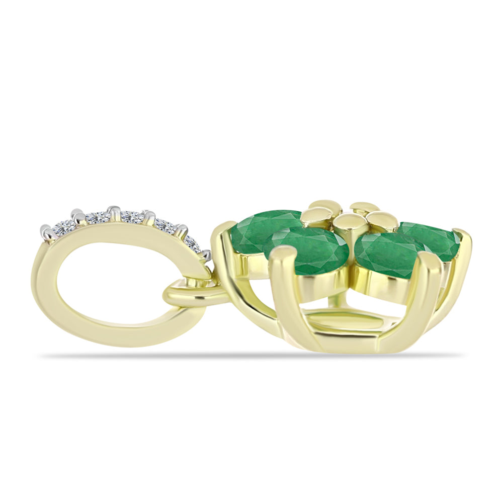 Pendente de Prata com Banho de Ouro com Esmeralda do Brasil e Topázio Branco 2 