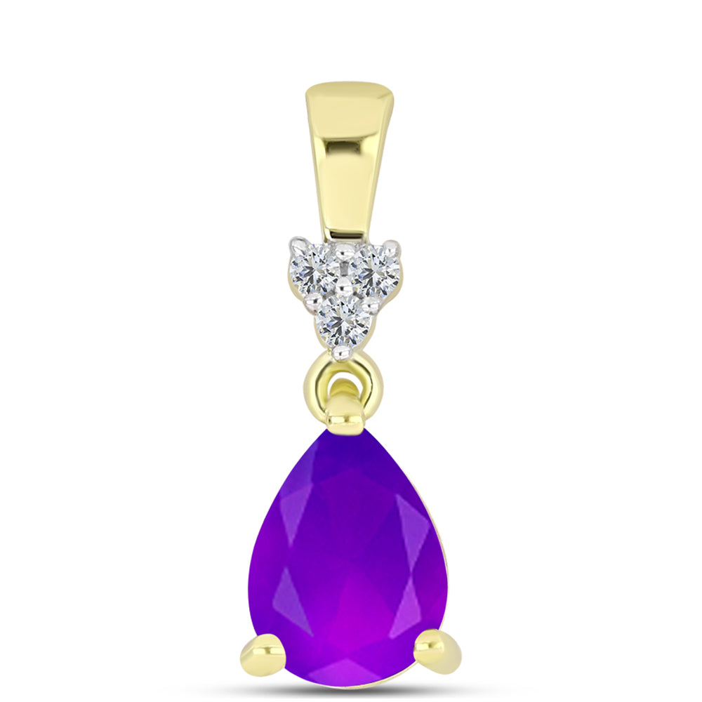 Pendente de Prata com Banho de Ouro com Ágata Roxa e Topázio Branco