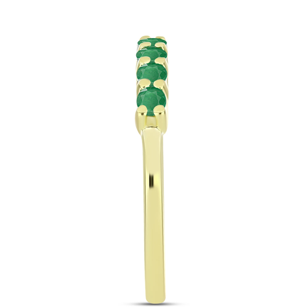 Anel de Prata com Banho de Ouro com Esmeralda do Brasil