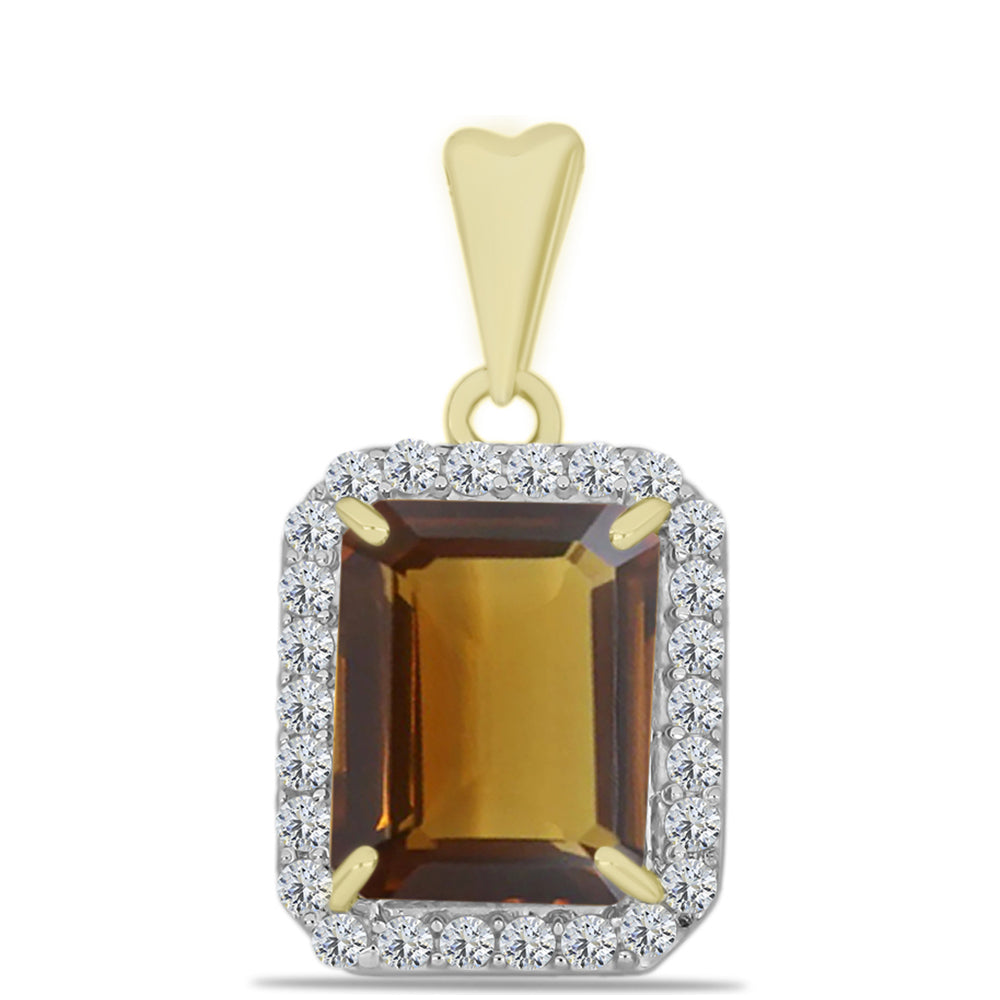 Pendente de Prata com Banho de Ouro com Quartzo Cognac e Topázio Branco