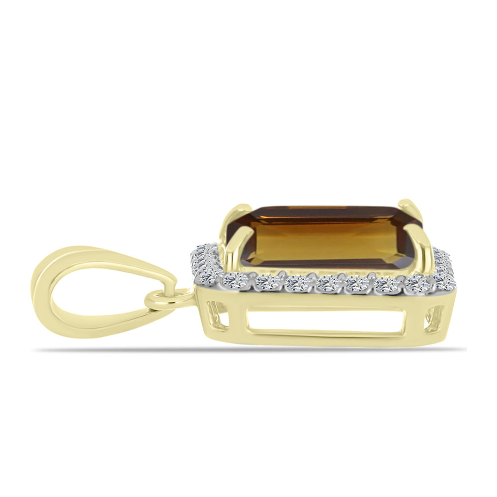 Pendente de Prata com Banho de Ouro com Quartzo Cognac e Topázio Branco 2 